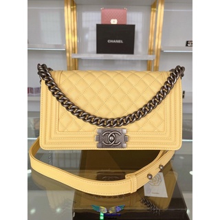 Lemon Ch caviar Leboy chain sling shoulder crossbody flap messenger bag