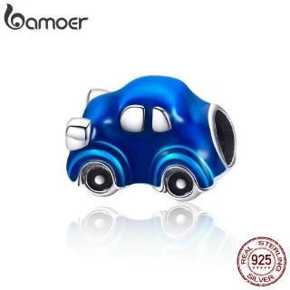 BAMOER Blue Car Shape Charm Fit Bracelet DIY 925 Sterling Silver