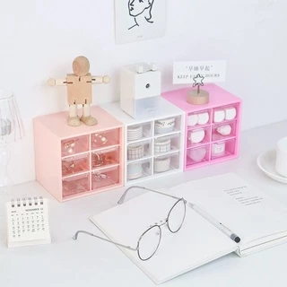FanKe แถมฟรีสติกเกอร์ กล่องใส่ของ มีลิ้นชัก เก็บเครื่องเขียน เครื่องประดับ มี 3 ขนาด