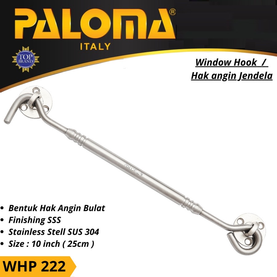 House WINDOW BOOK PALOMA WHP 222 WINDOW HOOK 10 นิ้วสแตนเลส SUS 304