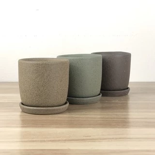 กระถางแคคตัสเซรามิค เคลือบพิเศษ minimal SWS 3x3.25”