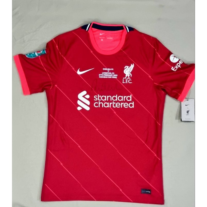 เสื้อ Liverpool FC  Carabao Cup Final ไซส์ M แท้จาก ขอบสนาม รอบชิงชนะเลิศ พร้อมลายเซ็น Robbie Fowler