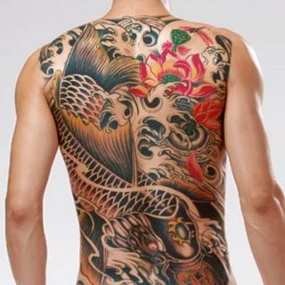 Tattoo ปลามังกร สติ๊กเกอร์เต็มหลัง