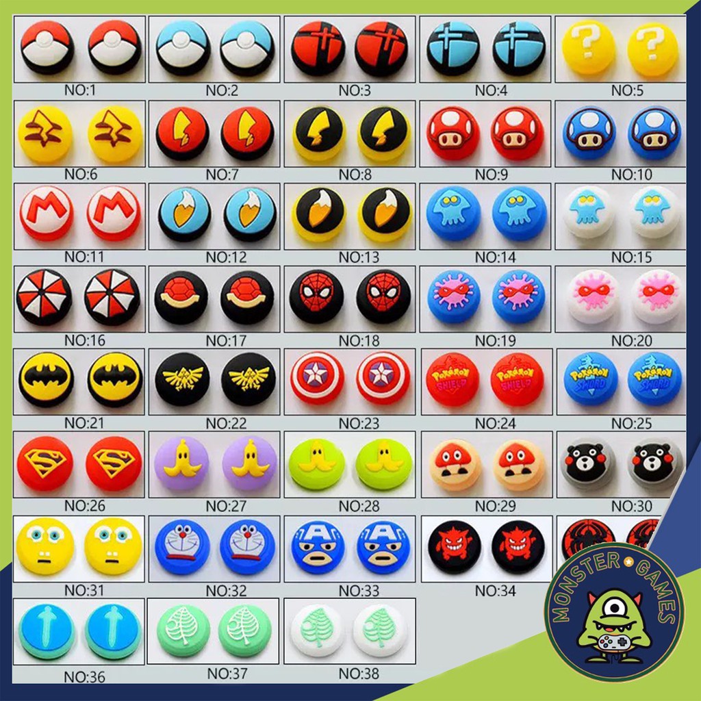 Analog Caps for Joy con Nintendo Switch 1 คู่ ลายการ์ตูน (ที่ครอบอนาล็อก Switch)(จุกจอย switch)
