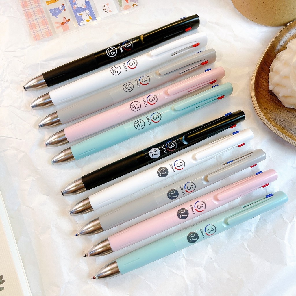 ปากกาลูกลื่น Zebra blen 3 in 1 มี 3 สี ใน 1 แท่ง ขนาดหัว 0.5 0.7 mm.