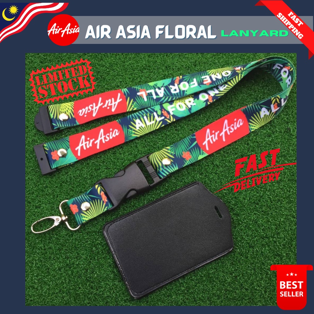 [จัดส่งในวันเดียวกัน ] AirAsia Floral Lanyard Free ID Holder