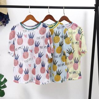 เสื้อยืด ลาย Pine Apple ผ้าวิ้งๆ