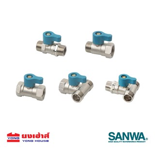 Sanwa มินิบอลวาล์ว ด้ามสั้นเขียว ขนาด1/2" เช่น มม. ผม. ผผ. ผผผ. ผมผ. บอลวาล์ว