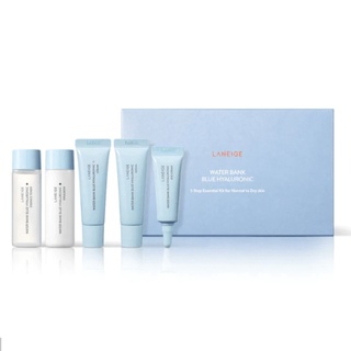 Laneige Water Bank Blue Hyaluronic 3, 5Step Essential Kit Serum, Cream 10ml, Eye Cream 3ml, Essence Toner, Emulsion 25ml