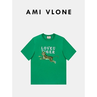 เสื้อยืดแขนสั้น พิมพ์ลาย Amivlone Love You Series Works Tiger Year Joint Limited Edition สีฟ้า สําหรับผู้หญิง