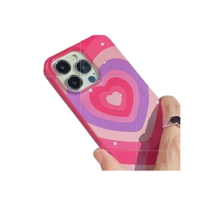 VENKI - เคสไอโฟน เคส iphone 11 12 13 14 Series TPU Soft Case Magic Love Circles Glossy Pink Candy Case Camera Protection Shockproof For iPhone 7 Plus X XR