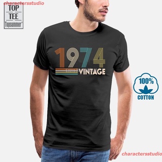 charactersstudio new เสื้อยืดเสื้อท็อปเสื้อยืดผ้าฝ้ายวินเทจ 1974 สําหรับผู้ชาย