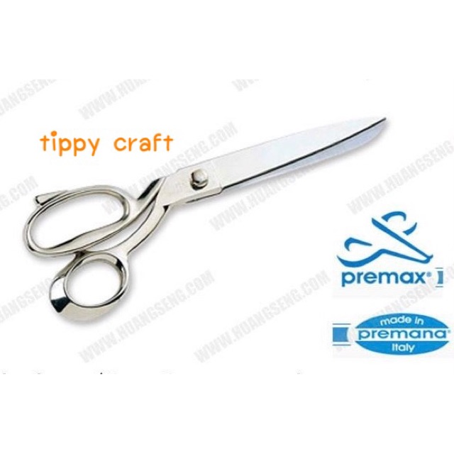 PREMAX กรรไกรตัดผ้า Tailor shears ด้ามเงิน ขนาด 10-12 นิ้ว made in italy