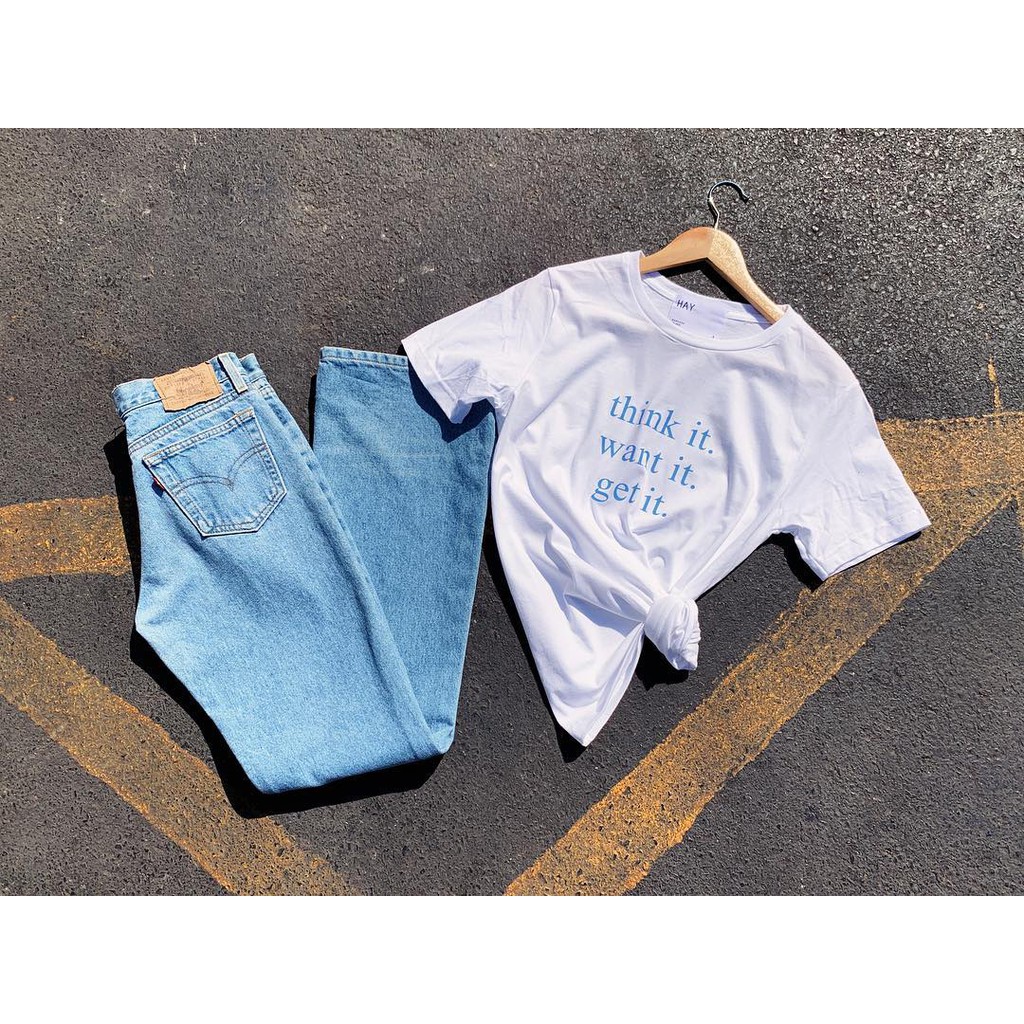 HAY_OFFICIAL - เสื้อยืดขาว สกรีน think it. want it. get it.