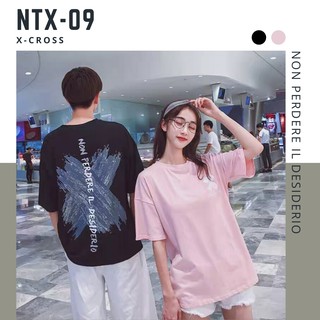 พร้อมส่งในไทย เสื้อคู่ Oversize สไตล์เกาหลี สกรีนลาย X-Cross สุดคูล