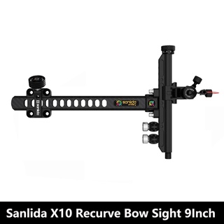 Sanlida Archery X10 Recurve Bow Sight แท่งคาร์บอน 9 นิ้ว CNC 6061 การยิงเป้าหมายอลูมิเนียม