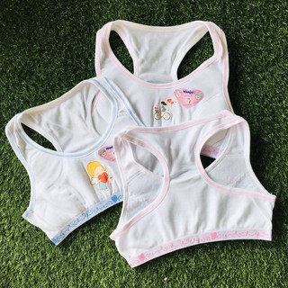 ( 2 ตัว ) (จัดคละสี) เสื้อซับในเด็กหญิง แบบครึ่งตัว  ไม่มีฟองน้ำ ขนาด ฟรีไซส์