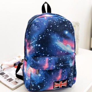 Bag Fashion กระเป๋าเป้สะพายหลัง กระเป๋าลายกราฟฟิก ฟรุ้งฟริ้ง รุ่น666 (สีฟ้า)