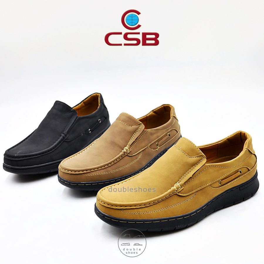 CSB รองเท้าหนังลำลองผู้ชาย พื้นเรียบ รุ่น CM012 (สีดำ/ น้ำตาล/ แทน) ไซต์ 40-45