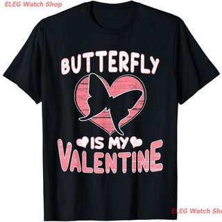 เสื้อยืดยอดนิยม Butterfly Is My Valentine Birthday Mothers Day Unisex DIY Printed T-Shirt 100% Cotton Tee Short Sleeve