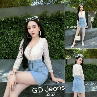 G.D.Jeans รุ่น 5357#กระโปรงยีนส์สั้นผ้าด้านทรงเอสียีนส์แต่งกระเป๋าหน้าผ้าด้านตัวใหม่ผ้าเกรดดี 💦💦