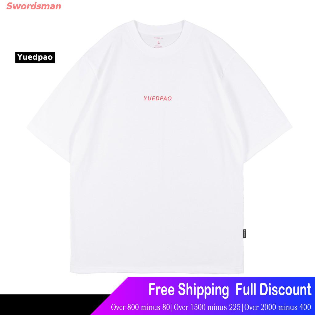ผ้าฝ้าย 100% เสื้อยืดกีฬา Yuedpao เสื้อยืด OVERSIZE Red LOGO รับประกันไม่ย้วย 2 ปี เสื้อยืดสีพื้น OV