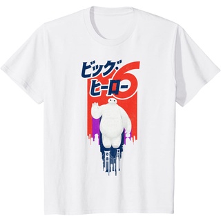 เสื้อยืดผ้าฝ้ายพรีเมี่ยม เสื้อยืด พิมพ์ลายโปสเตอร์ Disney Big Hero 6 Baymax Kanji