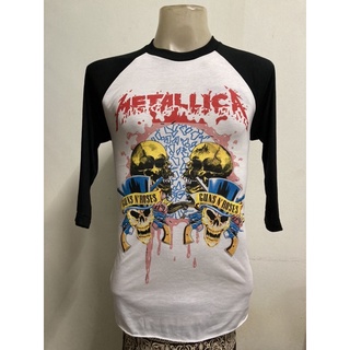 เสื้อวง แขนสามส่วน Metallica สไตล์วินเทจ