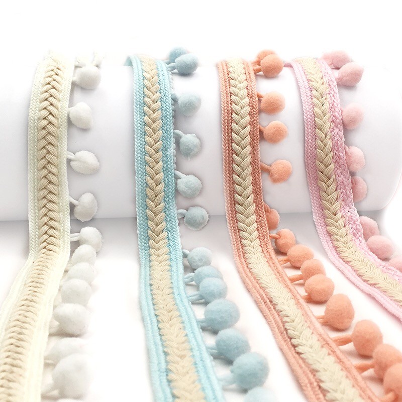 ผ้าลูกไม้ปอมปอม กว้าง 3.5 ซม. 1 หลา สําหรับตกแต่งงานแต่งงาน Diy