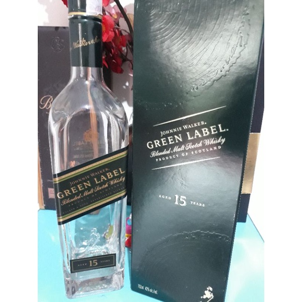 ขวดเปล่าขวดเปล่าสําหรับใส่วิสกี้ Johnny Walker สีเขียว