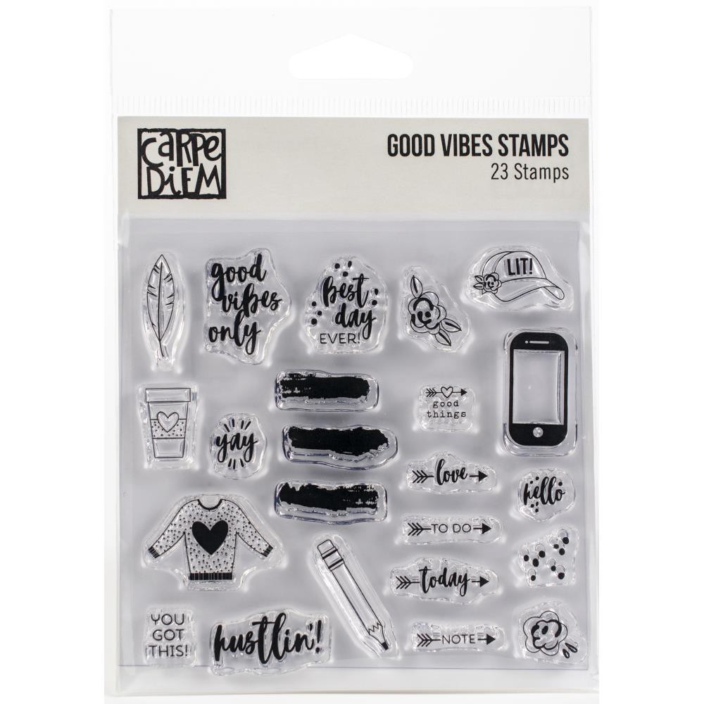 Clear Stamp เคลียร์แสตมป์ ตัวปั้มใส Good Vibes ขนาด 4x4 นิ้ว