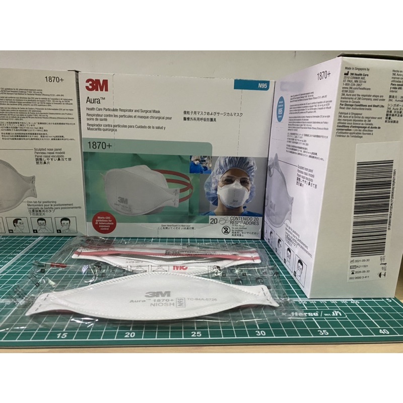 3M 1870+ N95 (กล่อง20ชิ้น) หน้ากากป้องกันฝุ่น ป้องกันเชื้อโรค ระบายอากาศ ป้องการซึมผ่านของของเหลวได้
