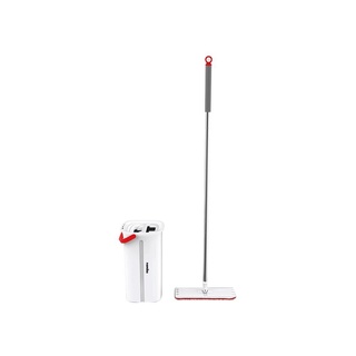 ชุดไม้ถูพื้นพร้อมถังปั่น Flat Mop FM1 - White [รับทันทีผ้าม็อบ 2 ผืน] ไม้ถูพื้น ไม้รีดน้ำ Mop set with spinning bucket F