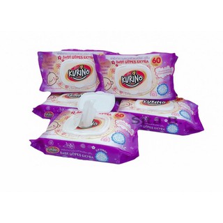 【1ลัง】ทิชชู่เปียก KURINO Baby Wipes 1 ห่อ 60 แผ่น อ่อนโยนต่อทุกสภาพผิว