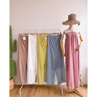 💫NEW IN💫(พร้อมส่ง) Lalalaiii chiffon jumpsuit จั๊มสูทเกาะอก