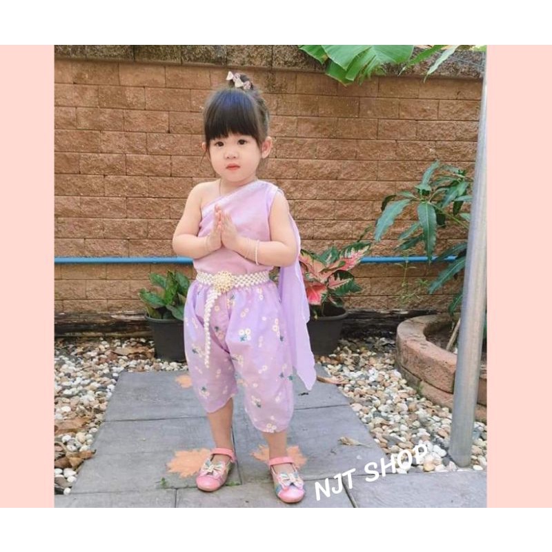 (พร้อมส่ง!!) ชุดสไบลายดอกเดซี่ ชุดไทยเด็กลายดอก ชุดสไบเด็ก