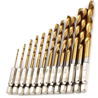 ชุดดอกสว่านสวมเร็วเคลือบไทเทเนียม 13 ชิ้น ขนาด 1.5-6.5mm เจาะไม้ พลาสติก สแตนเลส อลูมิเนียม เหล็ก