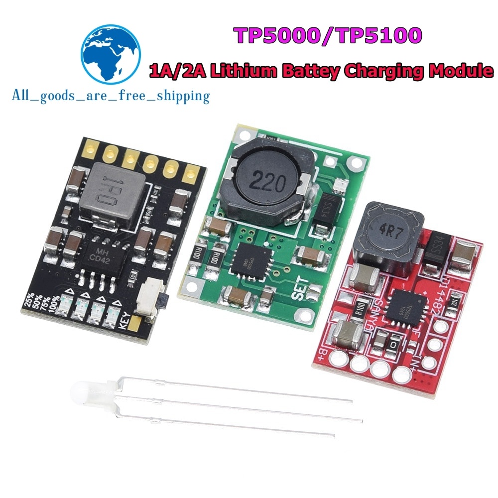 บอร์ดโมดูลพาวเวอร์ซัพพลาย จัดการการชาร์จ TP5100 TP5000 1A 2A เข้ากันได้กับแบตเตอรี่ลิเธียม 4.2V 8.4V แบบเดี่ยว และคู่ Reland