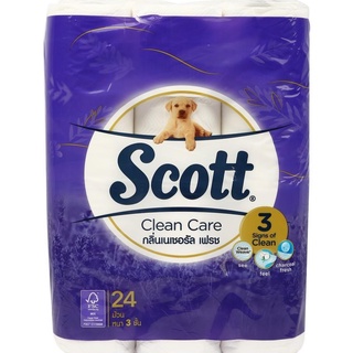 [พร้อมส่ง] กระดาษชำระ SCOTT CLEAN CARE NATURAL FRESH แพ็ค 24 ม้วน TOILET PAPER เนื้อกระดาษหนานุ่ม 3 ชั้น สก๊อตต์คลีนแคร์