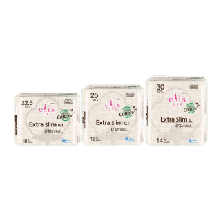 ELIS Extra slim0.1 (Cotton Plus) Sanitary Napkin เอลิส เอ็กซ์ตร้าสลิม 0.1 คอตตอน พลัส ผ้าอนามัย (เลือกขนาด)