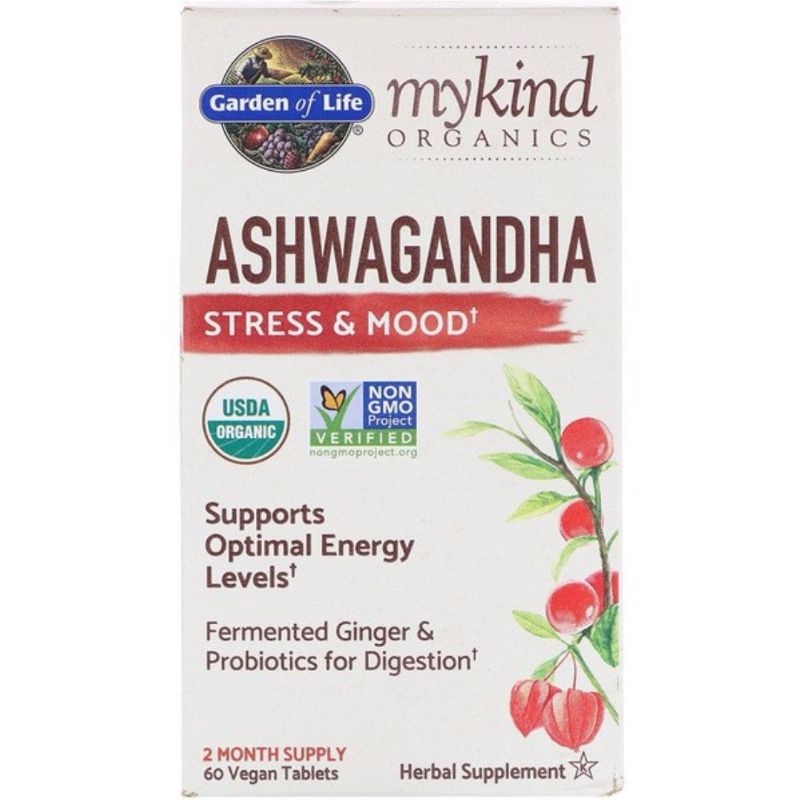 Garden​ of​ Life, MyKind Organics, Ashwagandha, Stress & Mood, 60 Vegan Tablets