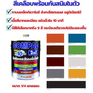 Compac 2 in 1 สีเคลือบเงา และ สีรองพื้นในตัว สำหรับทาเหล็กกัลวาไนซ์ สแตนเลส ขนาด 1/4 กล.