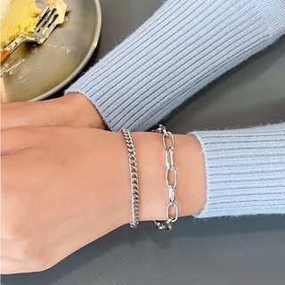 Silver Layered Chain Bracelet สร้อยข้อมือมินิมอล