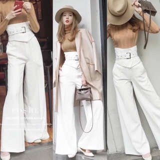 Wide leg pants with belt