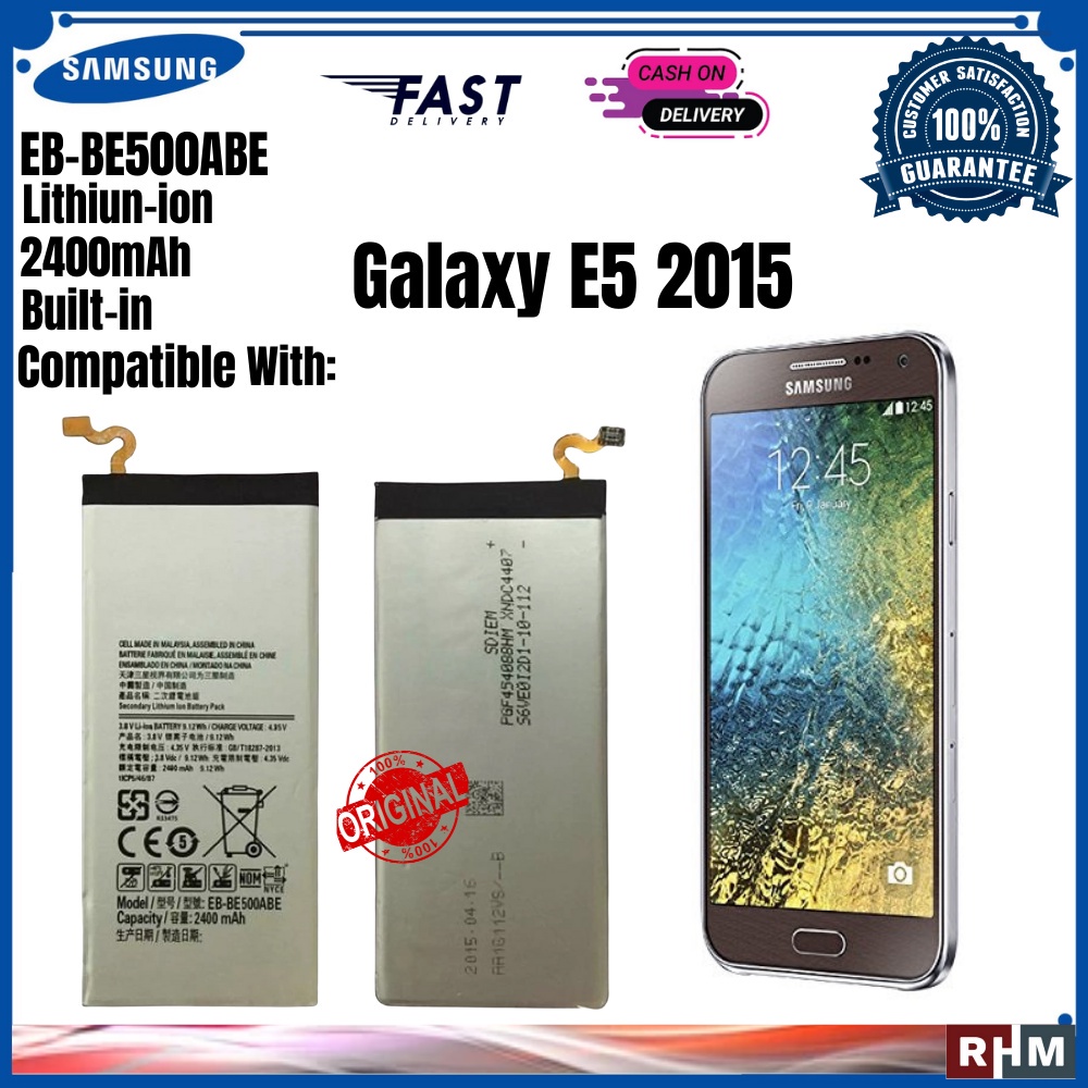 แบตเตอรี่ Samsung Galaxy E5, E500, E500H, E500F, SM-E500 EB-BE500ABE 2400 mAh