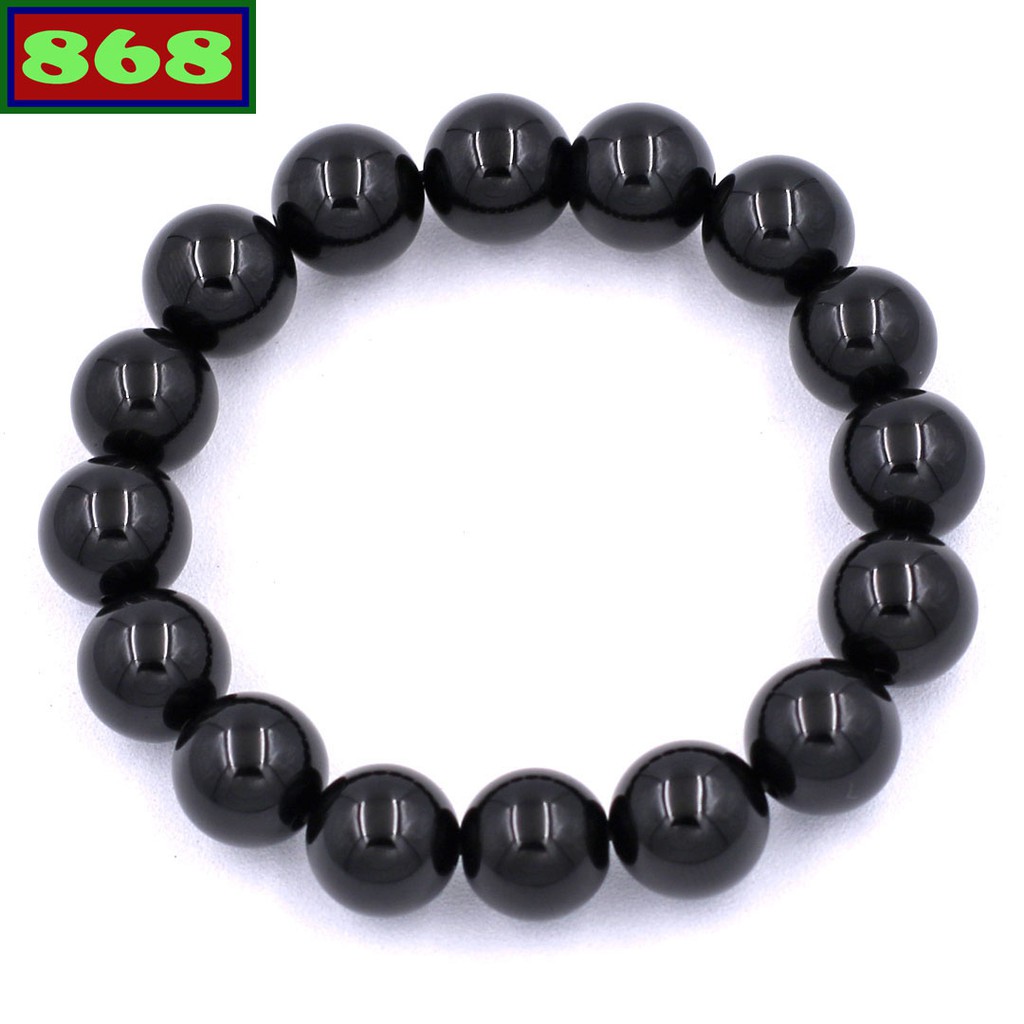 BLACK STONE HAND CHAIN 12 LY 15 BEADS, 16 BEADS