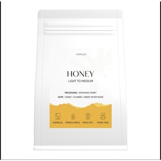 เมล็ดกาแฟคั่ว Honey คั่วอ่อนค่อนกลาง (Light to Medium)  ขนาด 250 กรัม