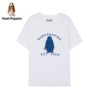 [100% Cotton] เสื้อยืดคอกลม ผ้าฝ้าย พิมพ์ลายโลโก้ Hush Puppies แฟชั่นฤดูร้อน สําหรับผู้ชาย