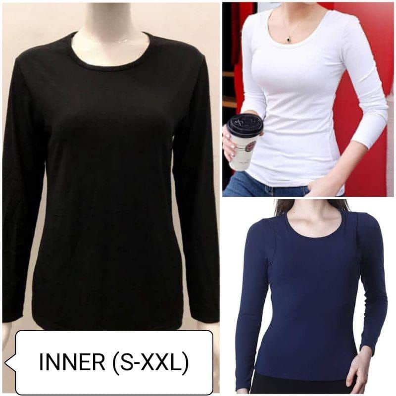 ผ้าฝ้ายคุณภาพสูงภายใน HITAM BAJU PEREMPUAN LENGAN