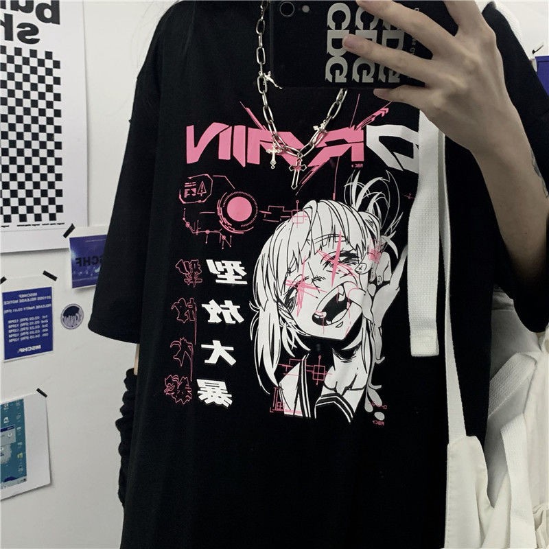 NiceMix vintage anime cartoon t shirt women clothes gothic tshirt streetwear print loose tops Korean